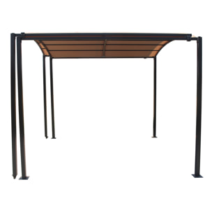 Pergola coulissante extensible et carport 9m² jusqu'à 16m² gris et beige
