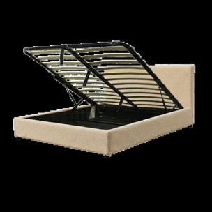 Ensemble matelas Jade & lit coffre Colisée | Mémoire de forme et ressorts ensachés | Grande capacité de stockage | Velours côtelé | Beige