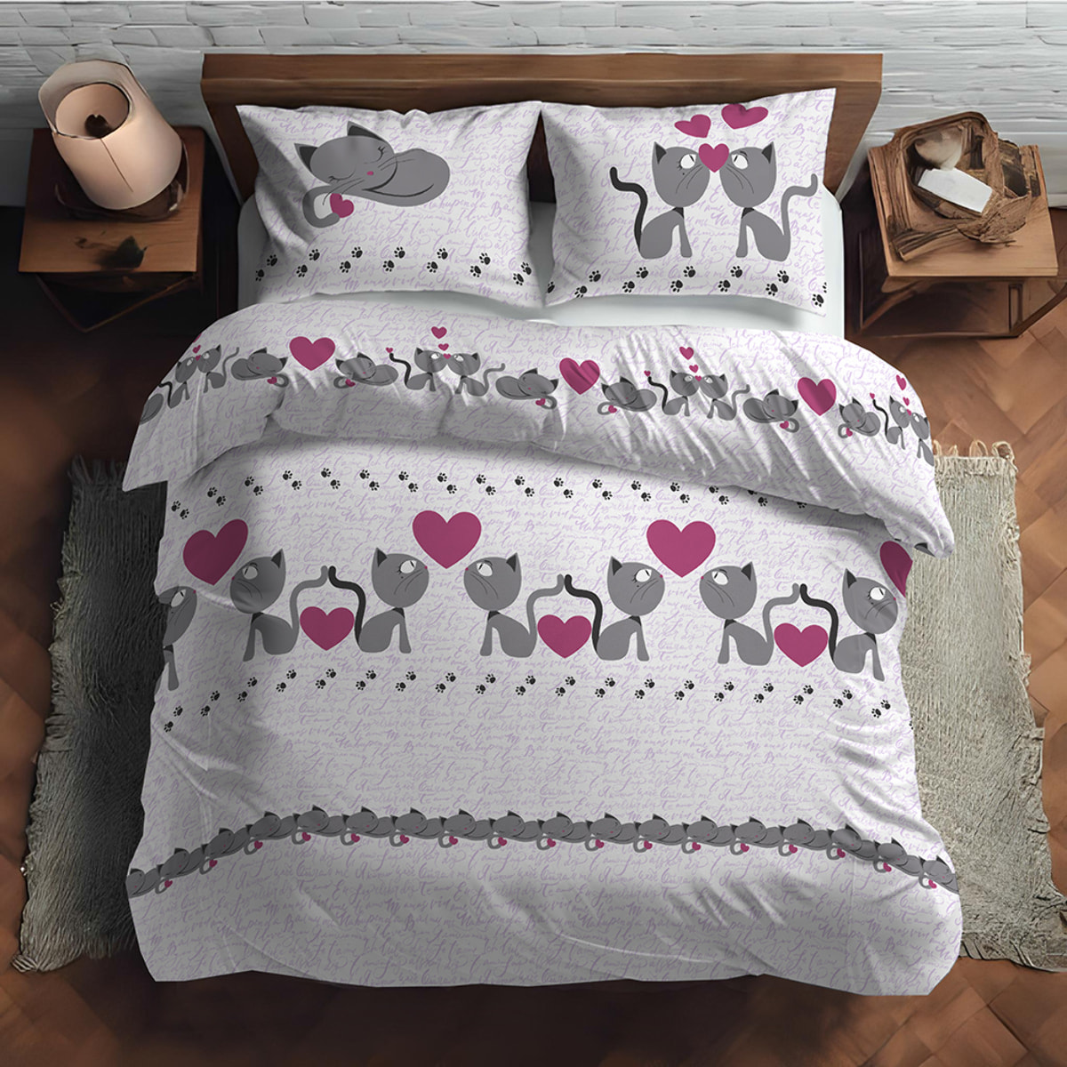 Parure copripiumino gattini rosa