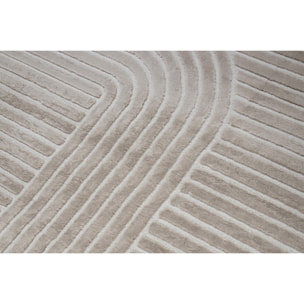 Tapis graphique rectangulaire beige 160 x 230 cm MAGNUS