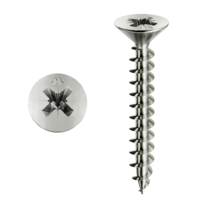 Vis MUSTAD Panelvit Tête cylindrique Pozidriv - Filetage total - Zingué Blanc - Ø4.5x90mm - Boite de 200 - PVACZP450900C8C