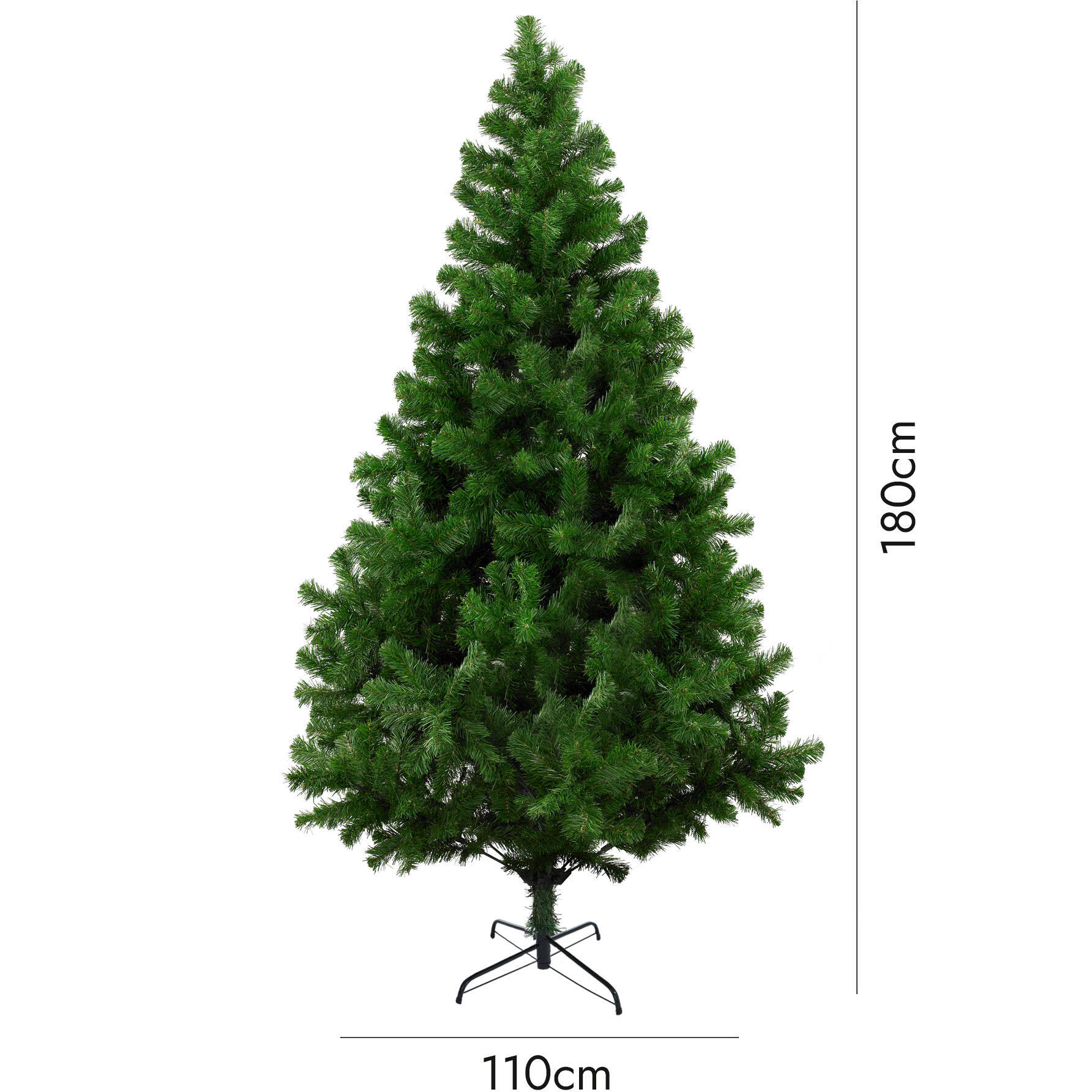 Albero di Natale 180 cm Evergreen, Pino artificiale, Albero effetto reale, Alberello natalizio extra folto, 109x109 h180 cm, Verde