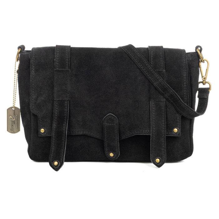 Aviatico borsa a tracolla donna. Pelle autentica Camoscio.