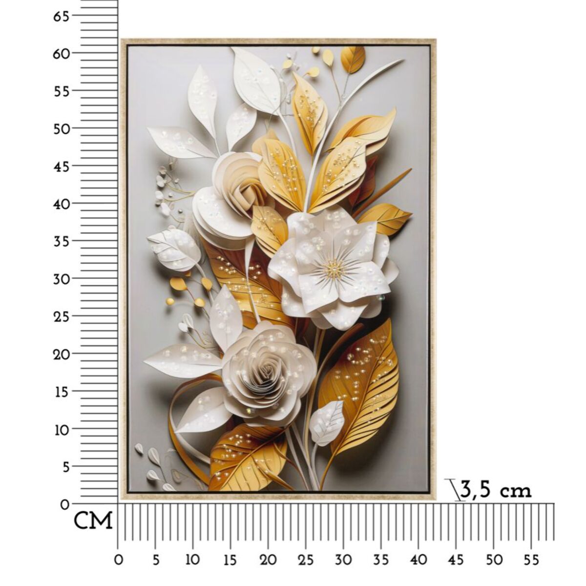 DIPINTO SU TELA LACCATO FLORA C/CORNICE CM 42X3,5X62