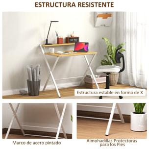 Escritorio Plegable Mesa de Escritorio Plegable con Estante Abierto Escritorio Pequeño para Estudio Hogar Oficina 86x66x82 cm Natural
