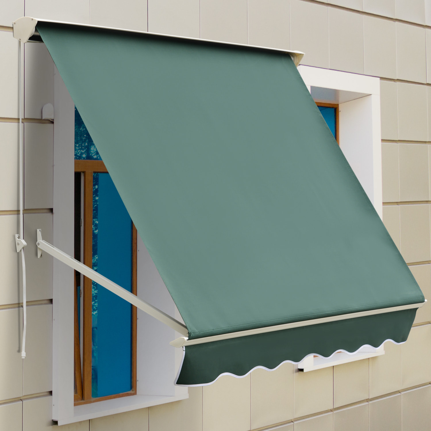 Toldo de Ventana Manual de Tela de Poliéster 180x70cm Verde