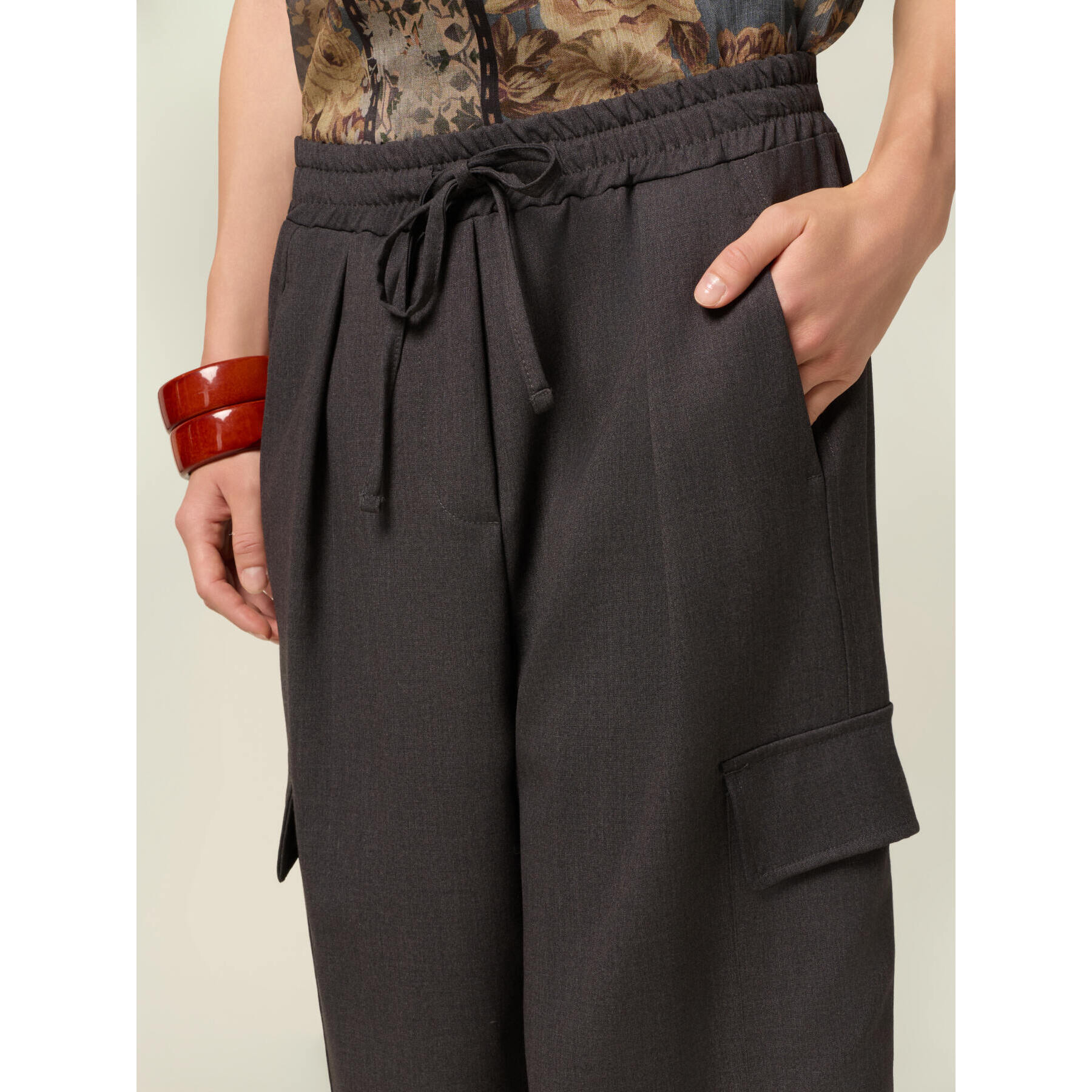 Oltre - Pantalón cargo de poliviscosa teñido en hilo - Gris