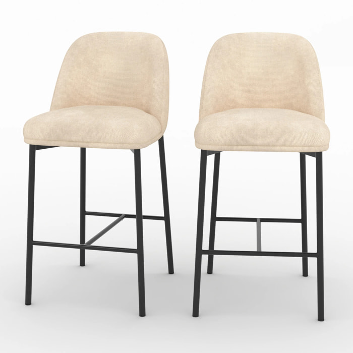 Lot de 2 chaises pour îlot central 67 cm en tissu beige - Noah