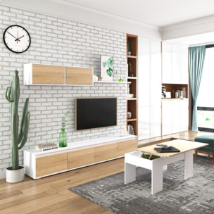 Mesa de centro elevable Vita Blanco Artik (Blanco Mate) - Roble Canadian