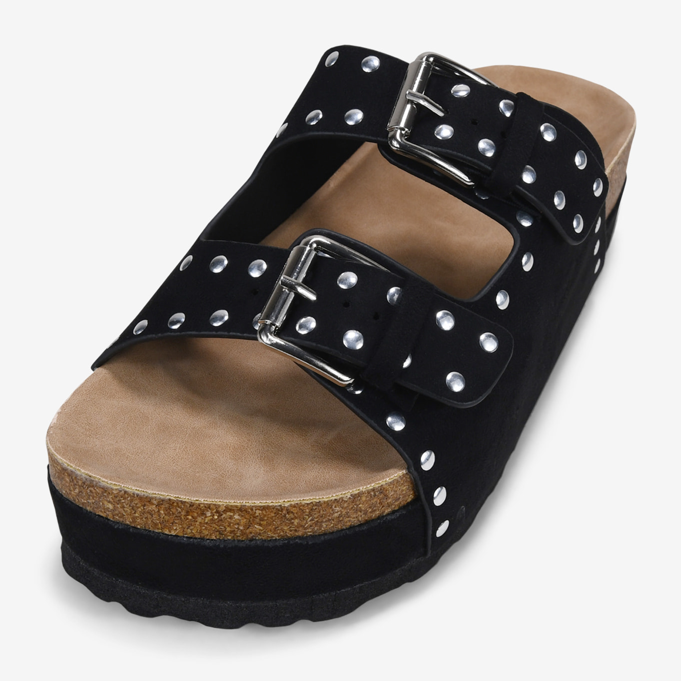 Sandalias de plataforma negras con dos correas