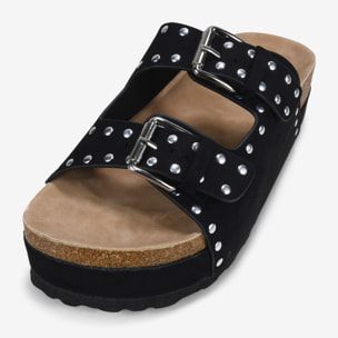 Sandalias de plataforma negras con dos correas