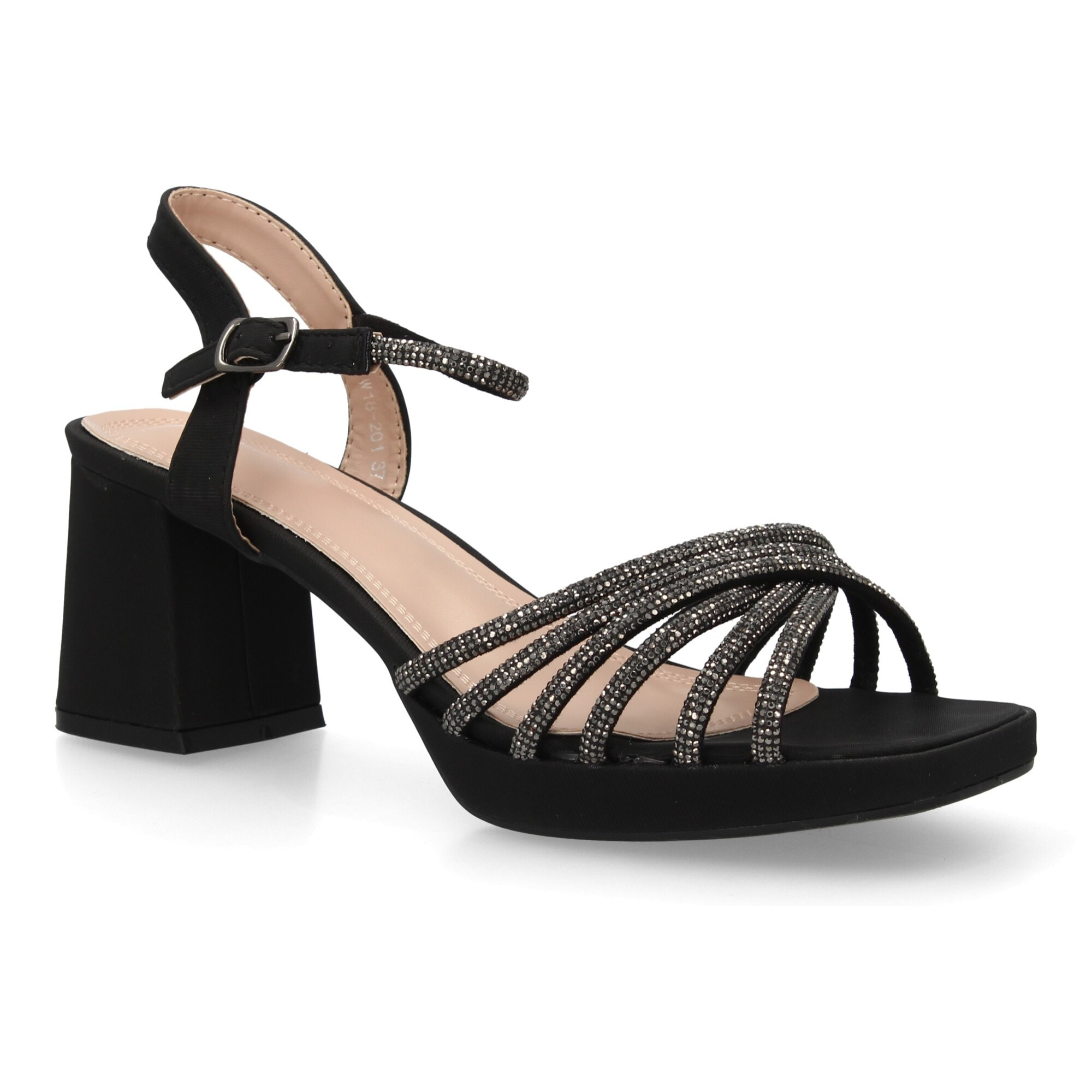 Sandalia tacón elegante fiesta con brillo