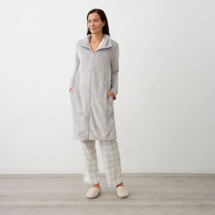 Bata polar capucha Yanu color gris Poliéster