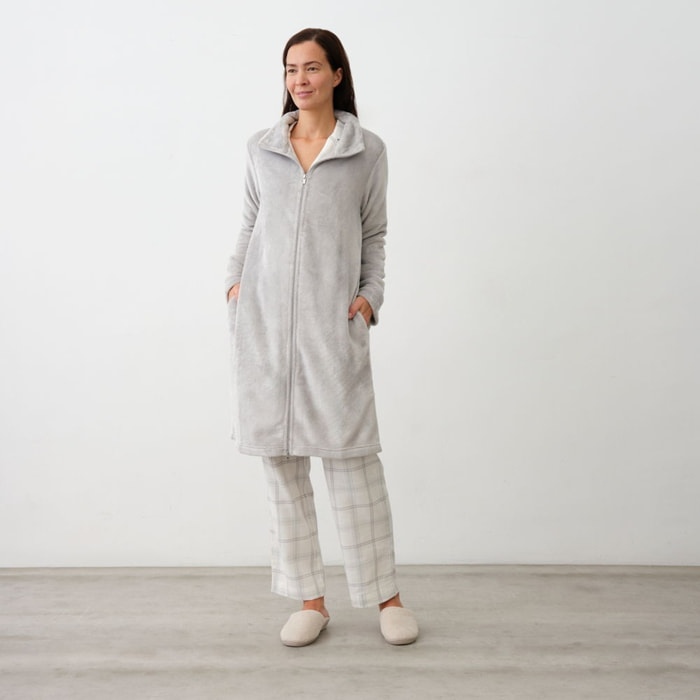 Bata polar capucha Yanu color gris Poliéster