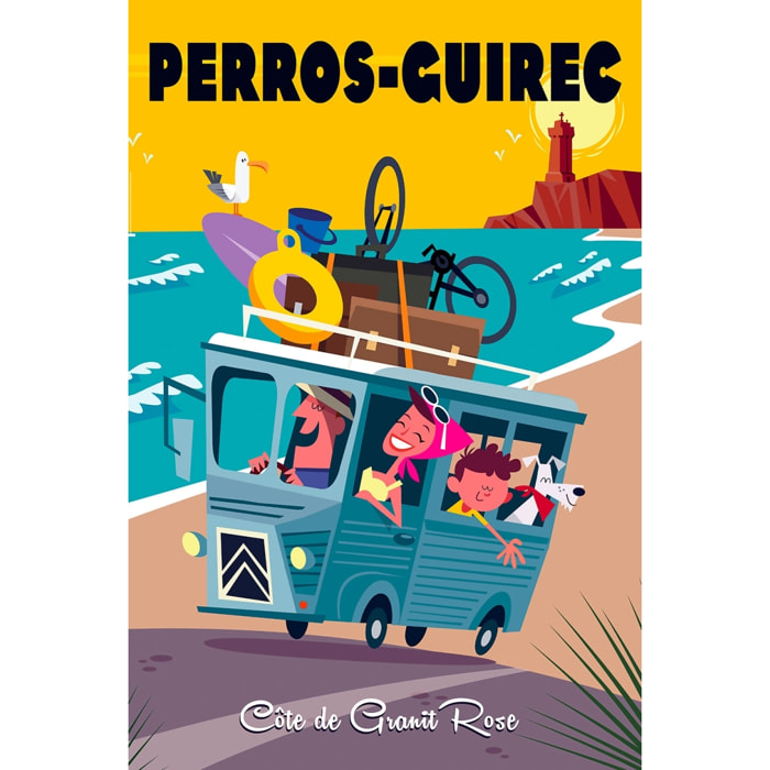 Tableau road trip à Perros Guirec Toile imprimée
