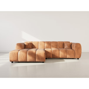 Curtis - canapé d'angle gauche 4 places en simili - Cognac