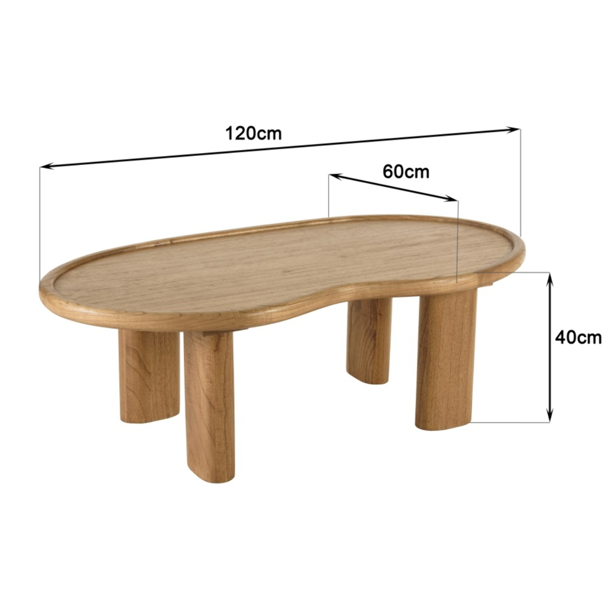 AMY - Table basse 120cm forme organique en bois de mindi AMY