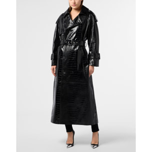 PHILIPP PLEIN Long Trench Coat Cocco