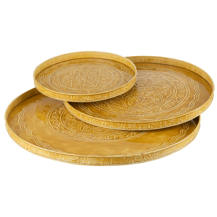 J-Line plateau Rond Classique - fer - ocre - large