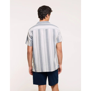 Camisa Manga Corta Rayas Azul - Ocon