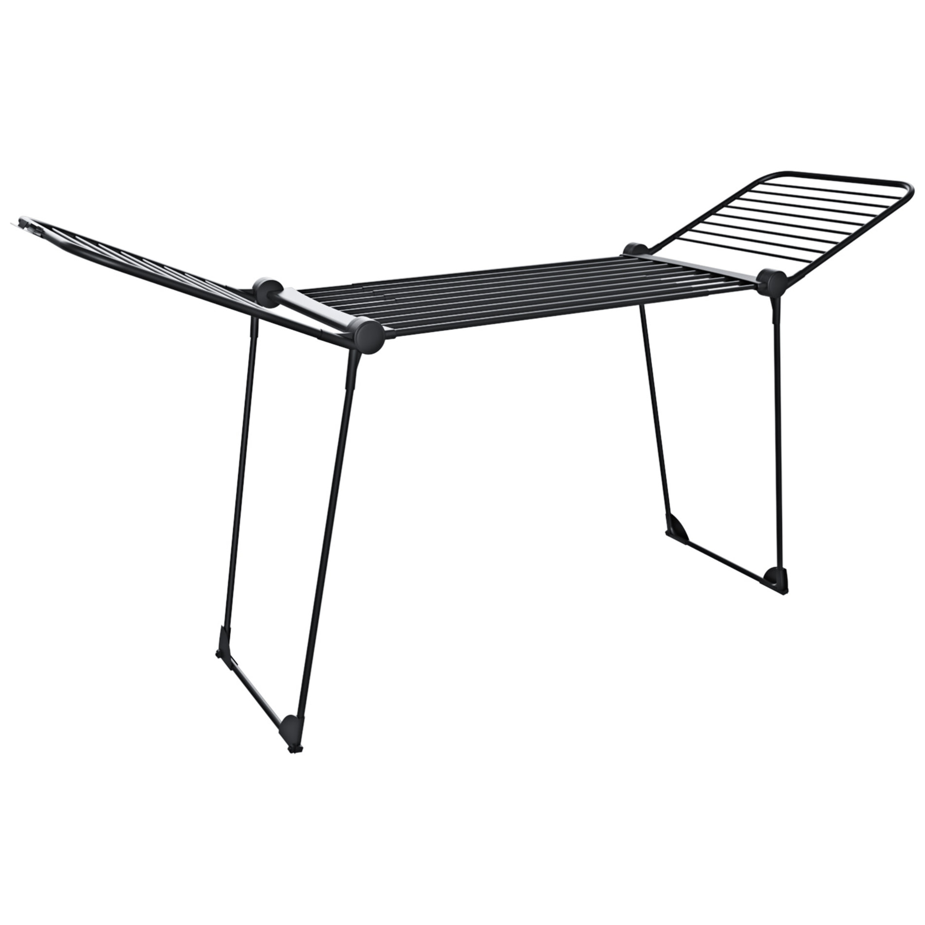 Stendibiancheria Estensibile Fino a 2 Metri Griglia Telescopica 30 M di Stenditura Stendino Grande Con Ruote Richiudibile 218-300 x 55 x 126 cm Nero