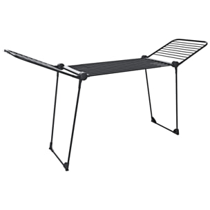 Stendibiancheria Estensibile Fino a 2 Metri Griglia Telescopica 30 M di Stenditura Stendino Grande Con Ruote Richiudibile 218-300 x 55 x 126 cm Nero