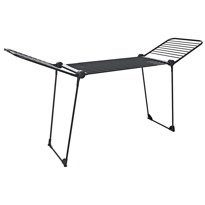 Stendibiancheria Estensibile Fino a 2 Metri Griglia Telescopica 30 M di Stenditura Stendino Grande Con Ruote Richiudibile 218-300 x 55 x 126 cm Nero