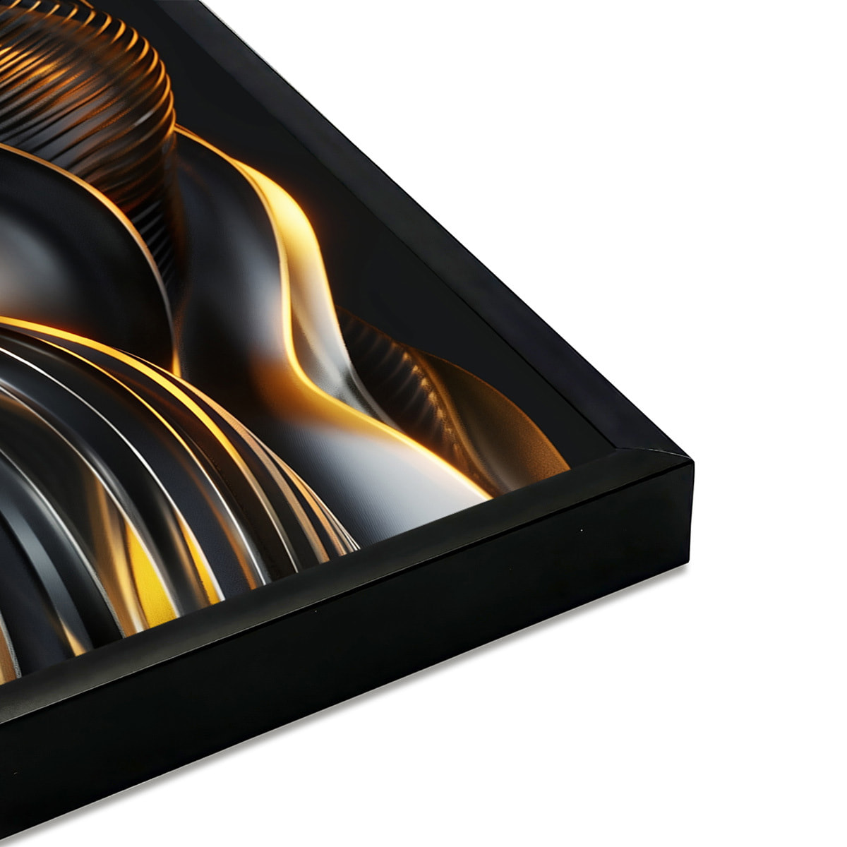 Affiche encadrée design doré abstrait Affiche + cadre en métal - Noir