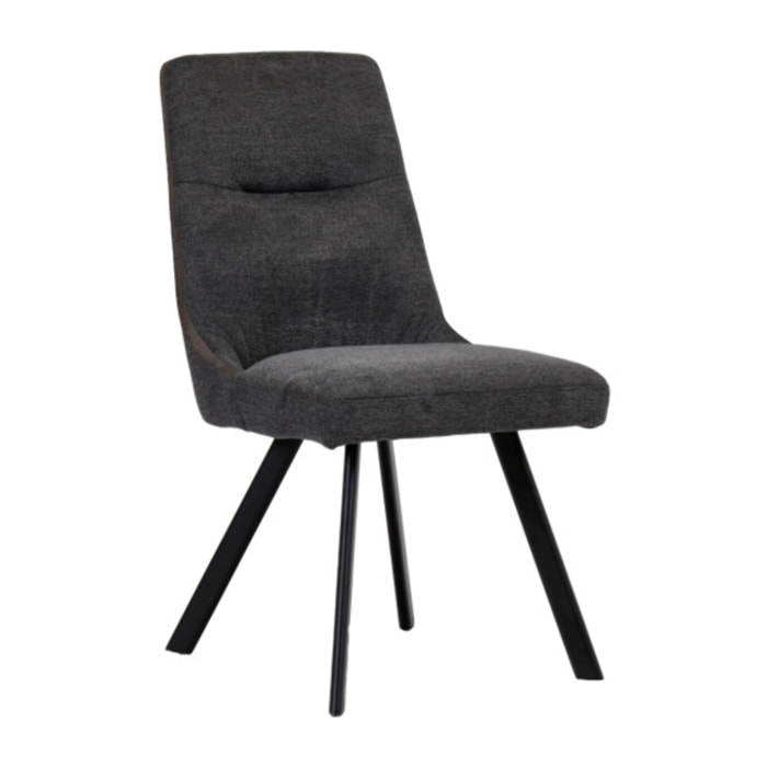 Chaise en tissu chiné avec liseré & pieds en métal - DENIZA