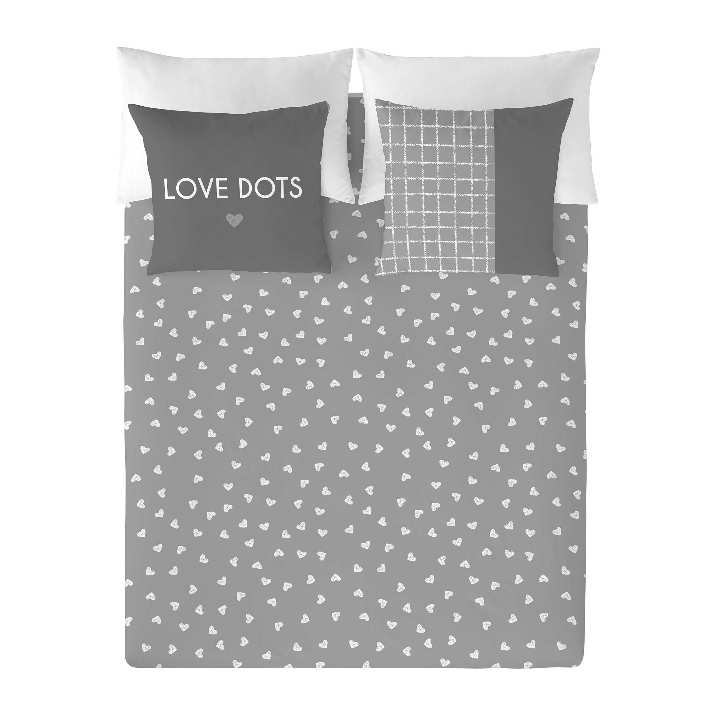 Popcorn - Funda Nórdica Estampada - Cierre Solapa - 100% Algodón - Incluye 1/2 Fundas de Almohada - Love Dots