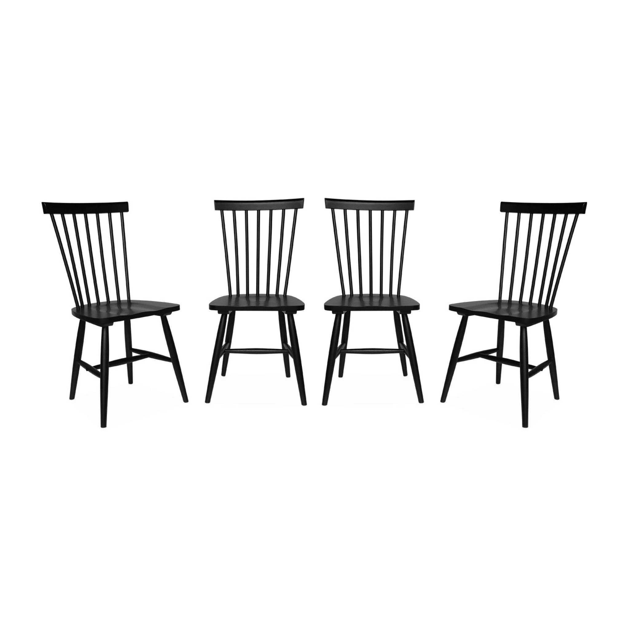 Lot de 4 chaises noires à barreaux en bois d'hévéa. ROMIE. L 50.8 x P 44.2 x H 90cm