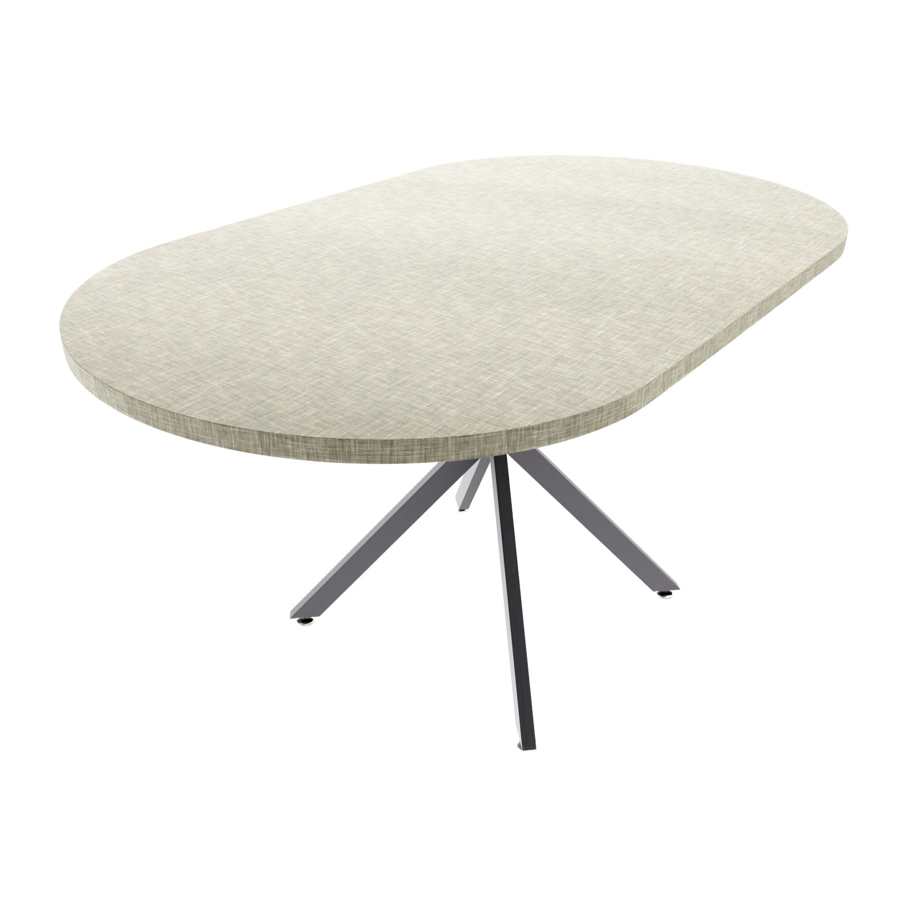 Marui Small - Tavolo da pranzo ovale 150x90 cm in Legno Testurizzato con Piede Centrale in metallo Kiso