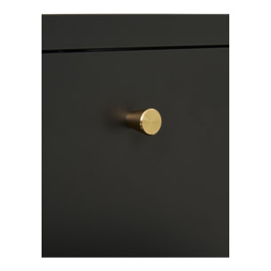 Comodino Dalby a 2 cassetti in acciaio nero con pomelli ottone 40×40×60 cm