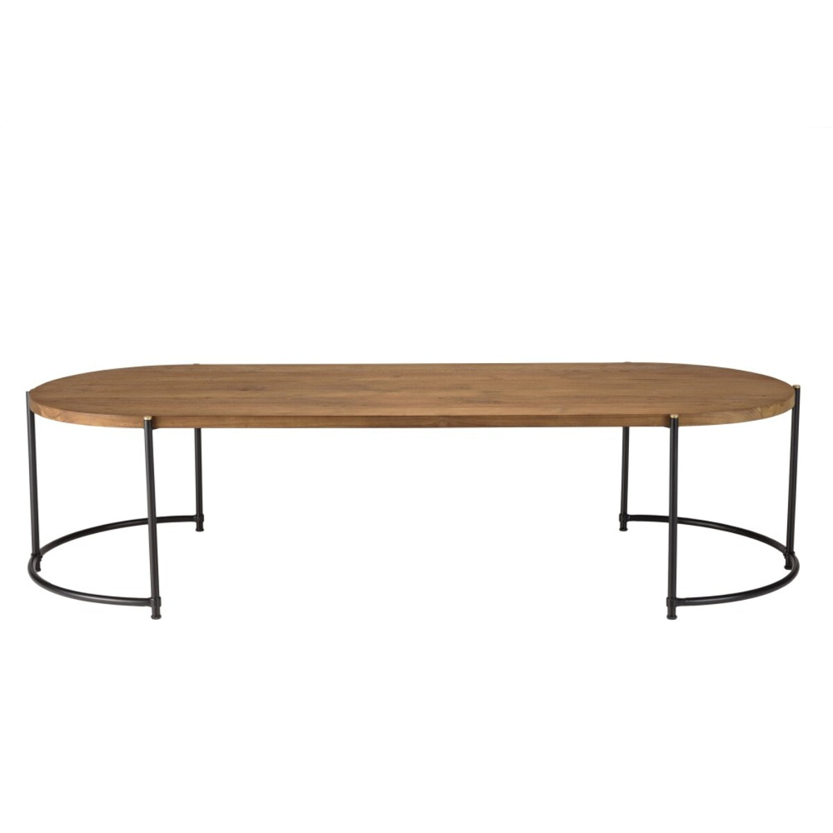 SIXTINE - Table basse ovale 163x63cm plateau en bois de teck recyclé