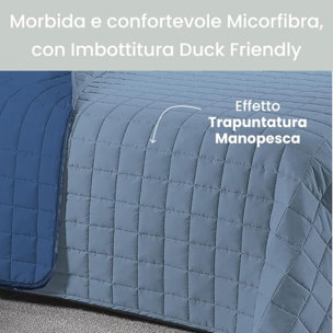 INTRECCI Copriletto Matrimoniale Estivo, Trapunta Estiva Matrimoniale, 260x260 cm, Coperta Estiva, anche Primaverile, Double Face, Moderna, Leggera, Elegante. Colore: Blu/Azzurro