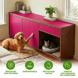 Rouleau adhésif décoratif Vinyle au Mètre - Fushia - Sticker Lavable Imperméable Mur Cuisine Meubles