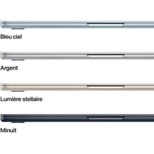 Ordinateur Apple MACBOOK Air 15" Puce M4 CPU 10 / GPU 10 coeurs Mémoire RAM 16Go Stockage 1To SSD Bleu ciel