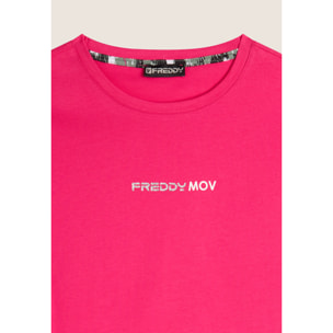 T-shirt donna girocollo in jersey con piccola stampa