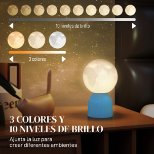 Juego de 3 Lámparas de Mesita de Noche 3D Lámparas de Mesa con 3 Colores Brillo Ajustable en 10 Niveles Conexión USB para Hogar Oficina Dormitorio Blanco