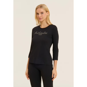 T-shirt manica 3/4 "Authentic" con logo FREDDY in strass