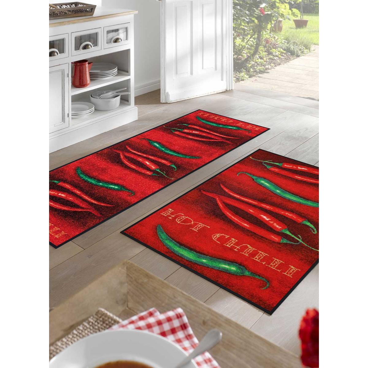 Tapis de couloir tissé motif floral HURE