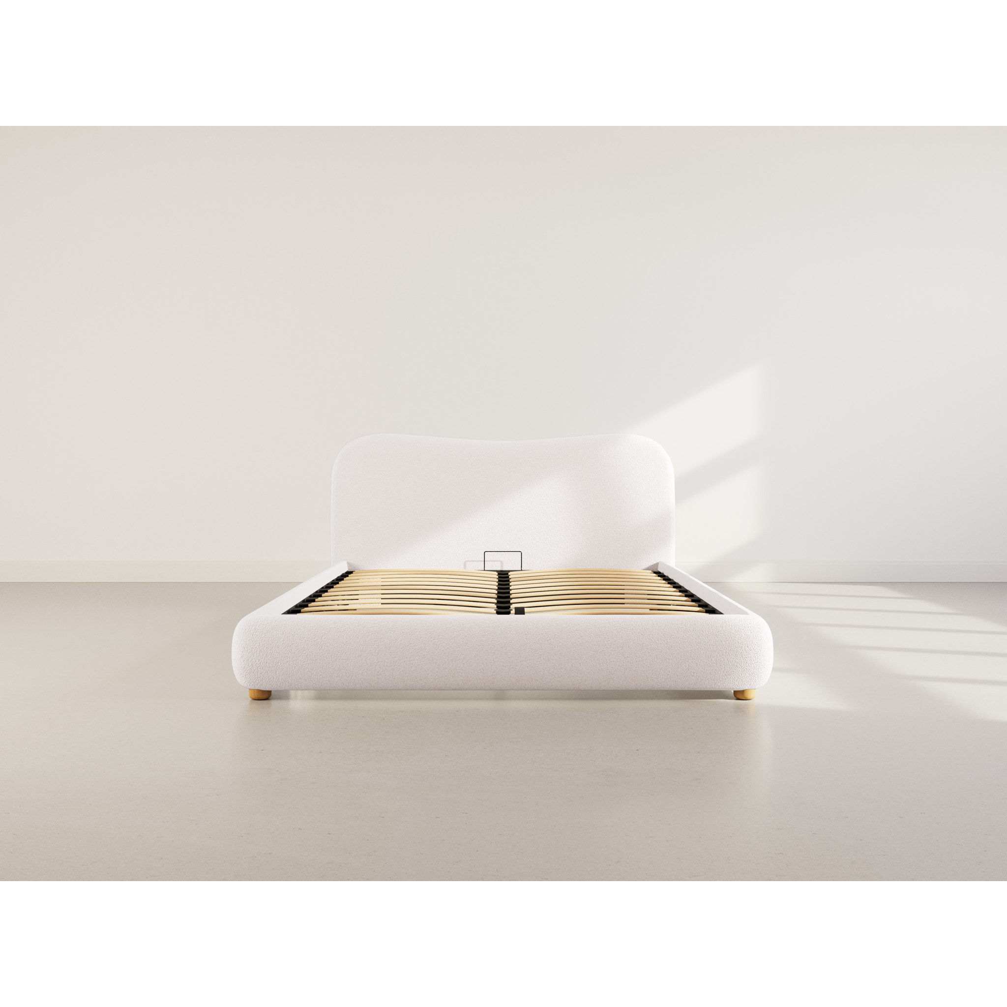 Hugo - lit coffre - 160x200 cm - en tissu bouclette - Beige