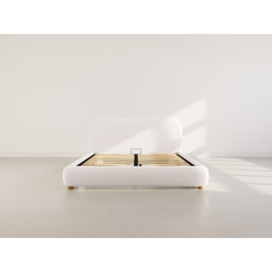 Hugo - lit coffre - 160x200 cm - en tissu bouclette - Beige