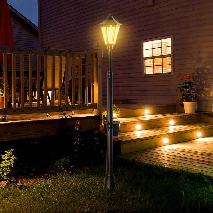 Lampadaire lanterne LED de jardin - capteur, réglable - H. 1,96 m - alu noir