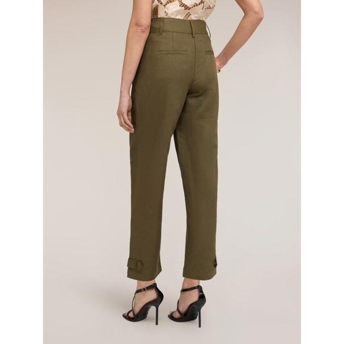 Motivi - Pantaloni misto lino - Verde militare