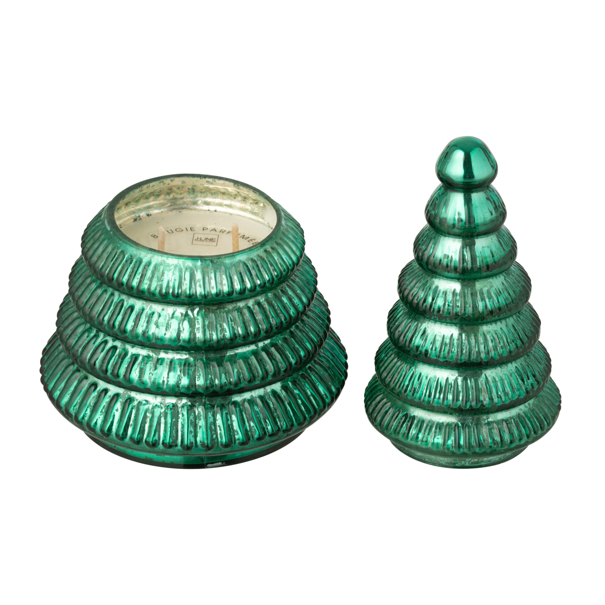 J-Line bougie parfumée Arbre Cotelé - verre - vert - large