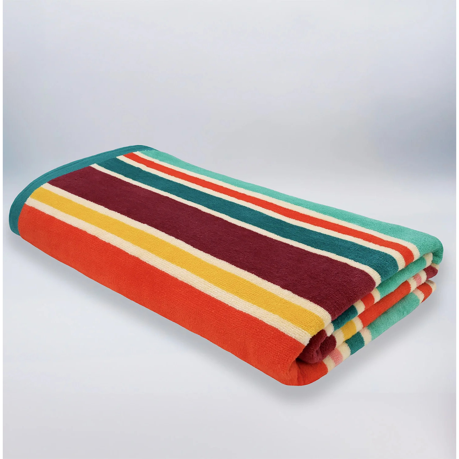 Serviette de plage éponge velours Jacquard Multicolore 100x175 470g/m² - Capsud