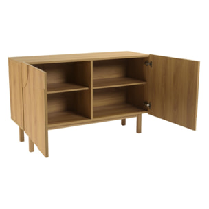 ETHAN - Buffet couleur naturelle 2 portes décor motif arrondi