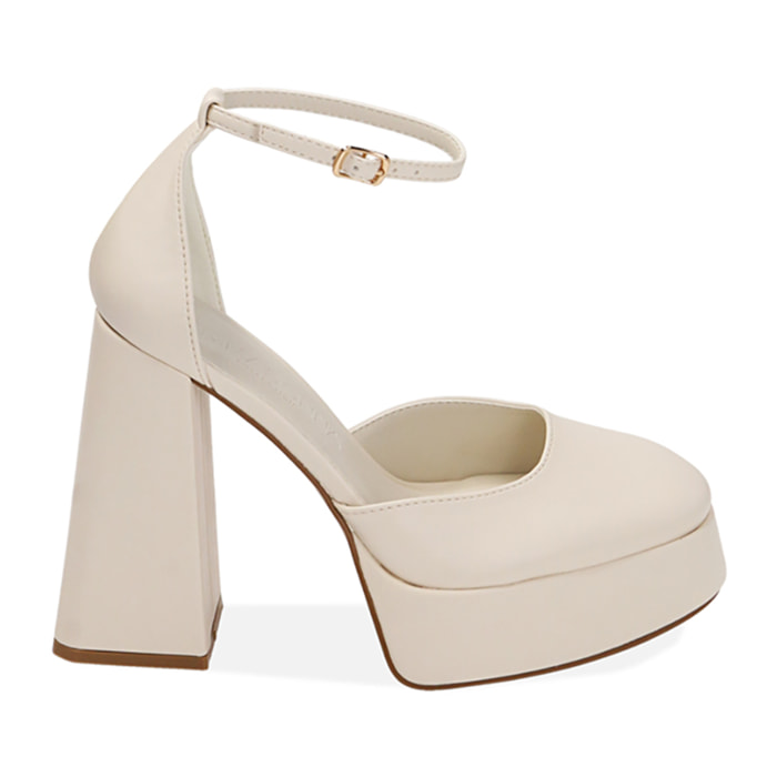 Décolleté platform panna, tacco 12 cm