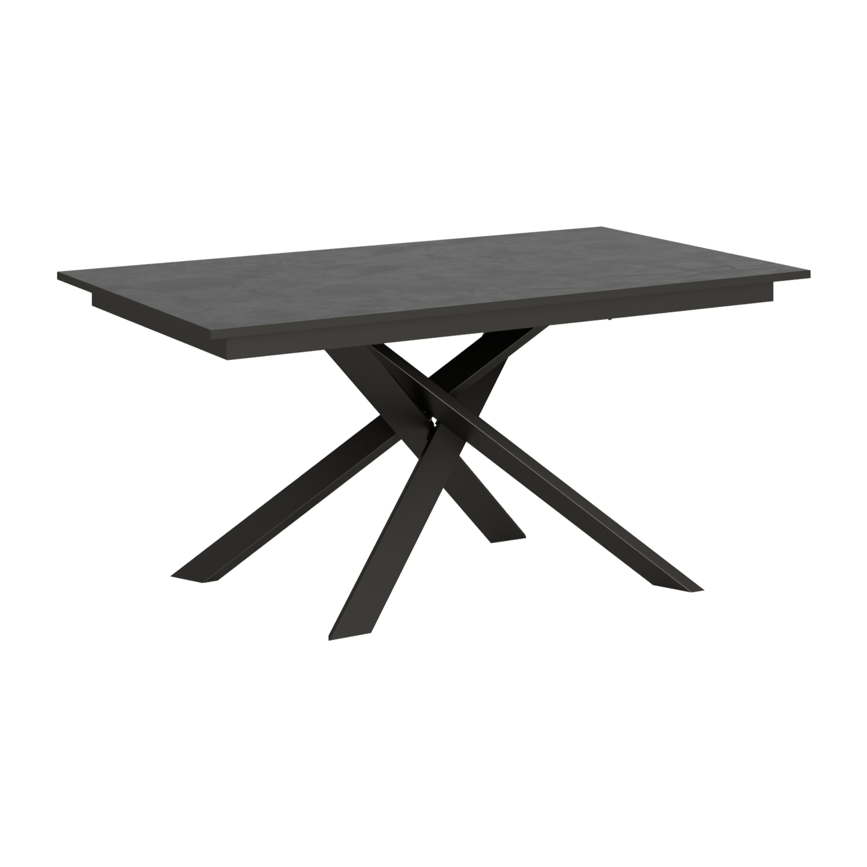 Table extensible 90x160/220 cm Ganty Anthracite Spatulé bande de chante Anthracite cadre Anthracite